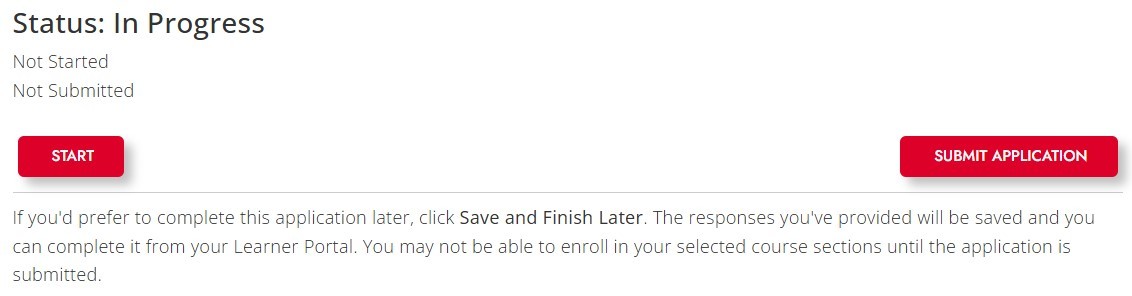 screenshot of submitting an application